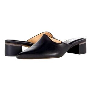Franco Sarto Gioia Womens Mule 7.5 Black Leather  Slip-On Heel Pointed Toe